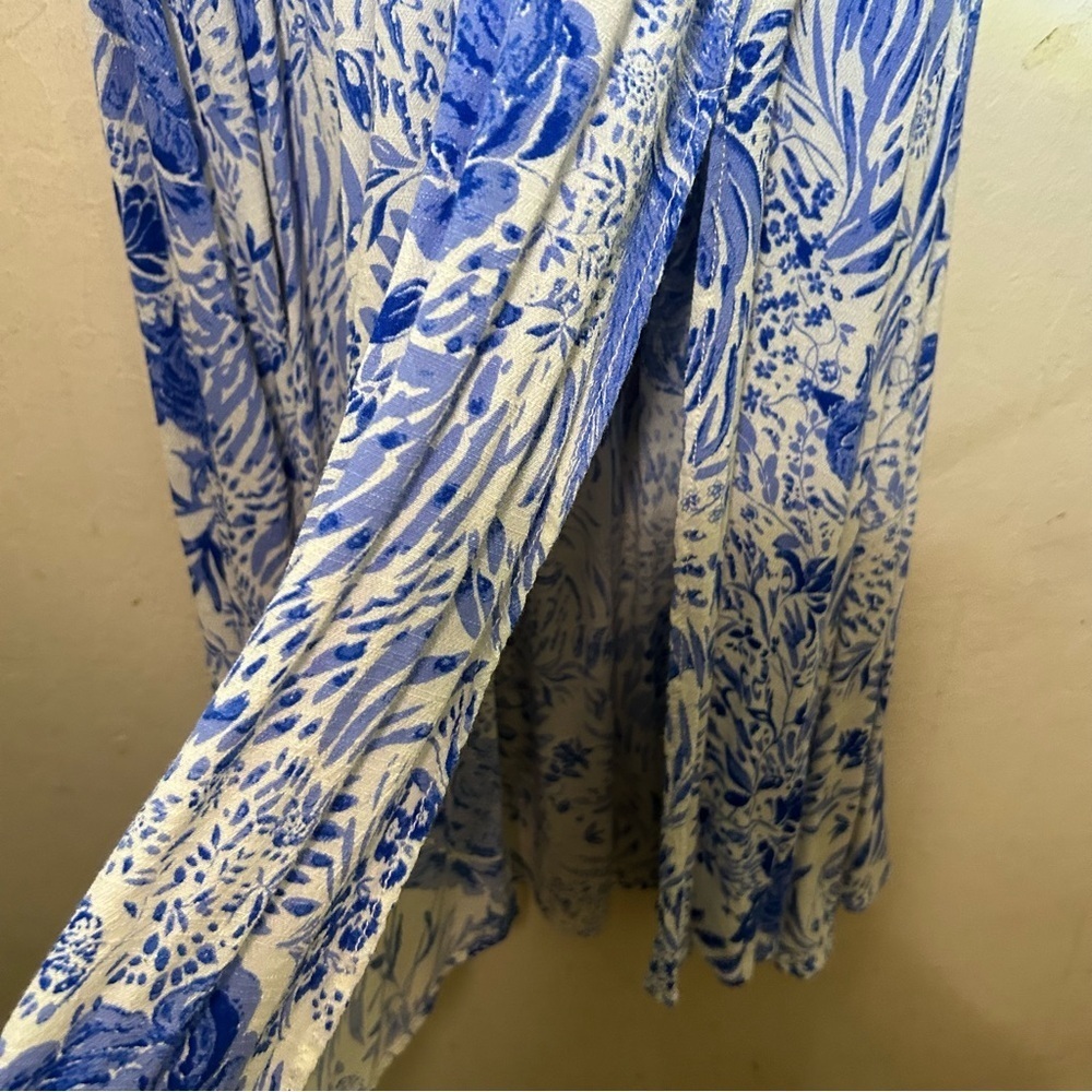Free People Forever Always Floral Blue/White Midi Dress Size 0 - Picture 11 of 12